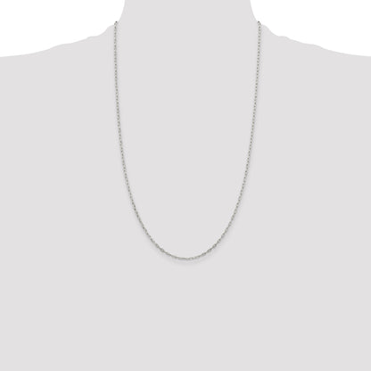 26 Inch Sterling Silver 1.75mm Elongated Open Link Chain Necklace