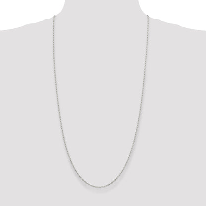 30 Inch Sterling Silver 1.75mm Elongated Open Link Chain Necklace