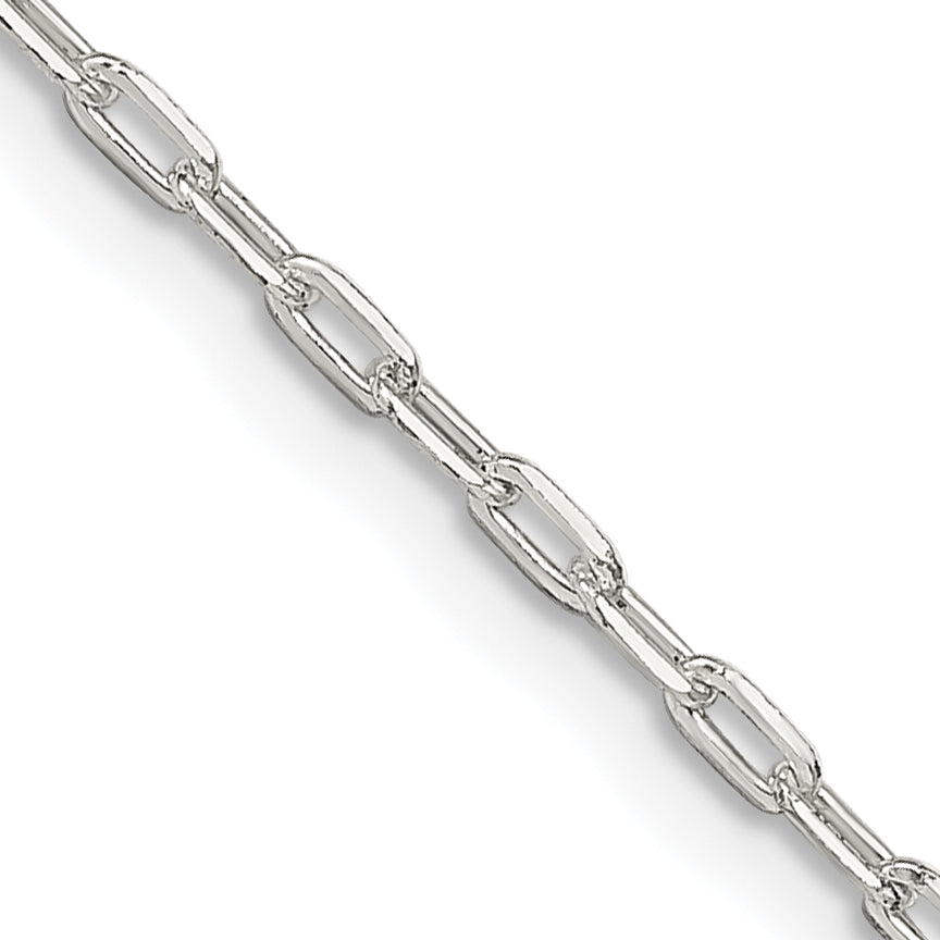 30 Inch Sterling Silver 1.75mm Elongated Open Link Chain Necklace