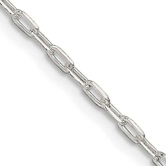 24 Inch Sterling Silver 1.75mm Elongated Open Link Chain Necklace