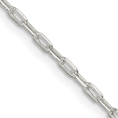 22 Inch Sterling Silver 1.75mm Elongated Open Link Chain Necklace