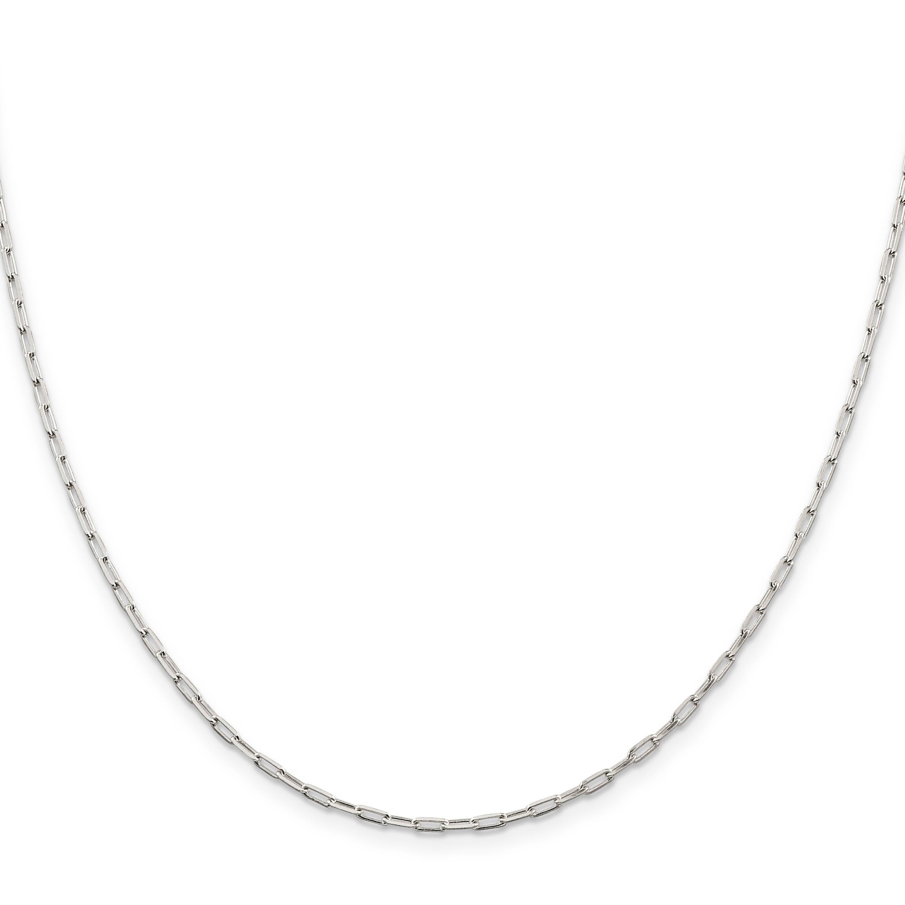 16 Inch Sterling Silver 2mm Elongated Open Link Chain Necklace