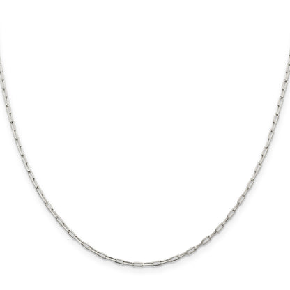 22 Inch Sterling Silver 2mm Elongated Open Link Chain Necklace