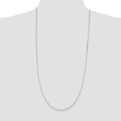 30 Inch Sterling Silver 2mm Elongated Open Link Chain Necklace