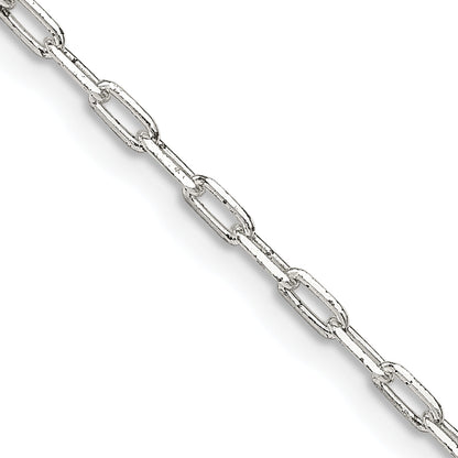 22 Inch Sterling Silver 2mm Elongated Open Link Chain Necklace