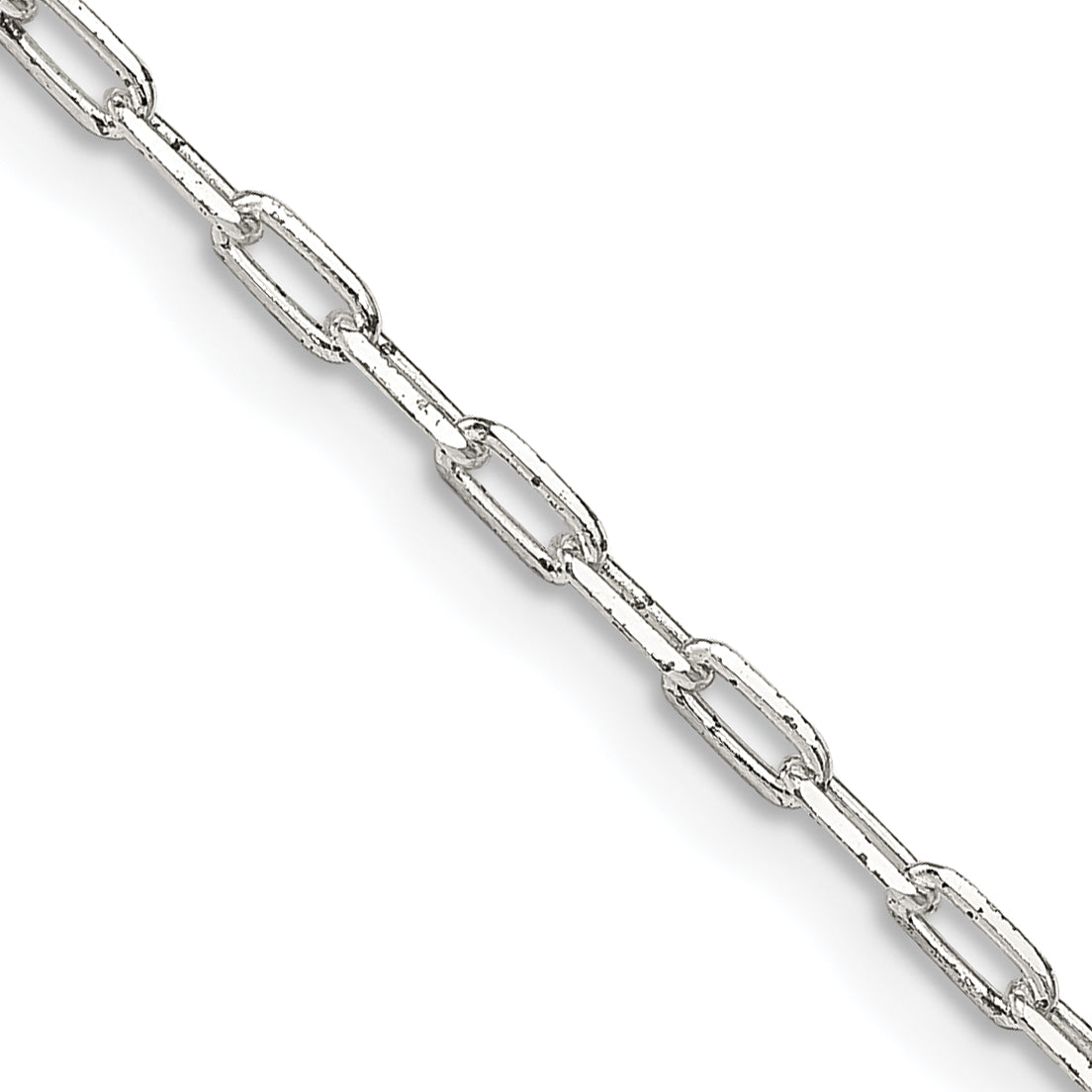 18 Inch Sterling Silver 2mm Elongated Open Link Chain Necklace