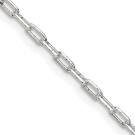 18 Inch Sterling Silver 2mm Elongated Open Link Chain Necklace