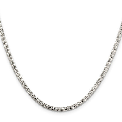 24 Inch Sterling Silver 3.6mm Round Box Chain Necklace