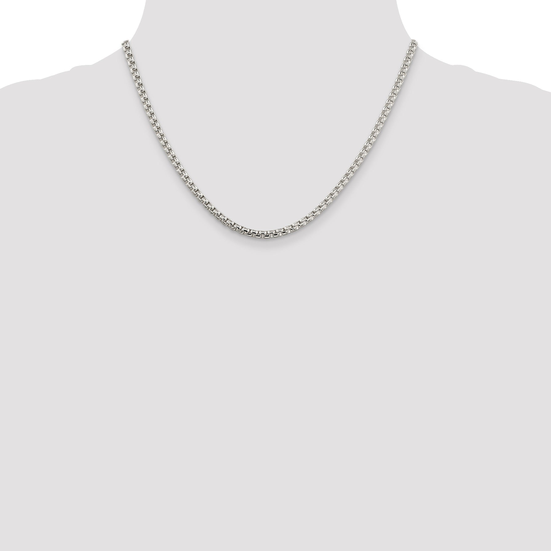 18 Inch Sterling Silver 3.6mm Round Box Chain Necklace