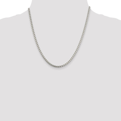 20 Inch Sterling Silver 3.6mm Round Box Chain Necklace