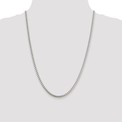 24 Inch Sterling Silver 3.6mm Round Box Chain Necklace