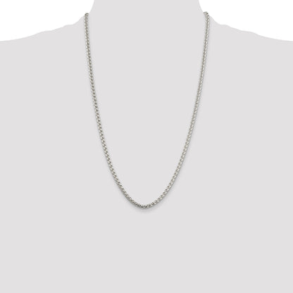 26 Inch Sterling Silver 3.6mm Round Box Chain Necklace
