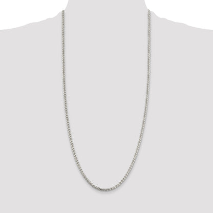 30 Inch Sterling Silver 3.6mm Round Box Chain Necklace