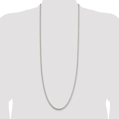 36 Inch Sterling Silver 3.6mm Round Box Chain Necklace