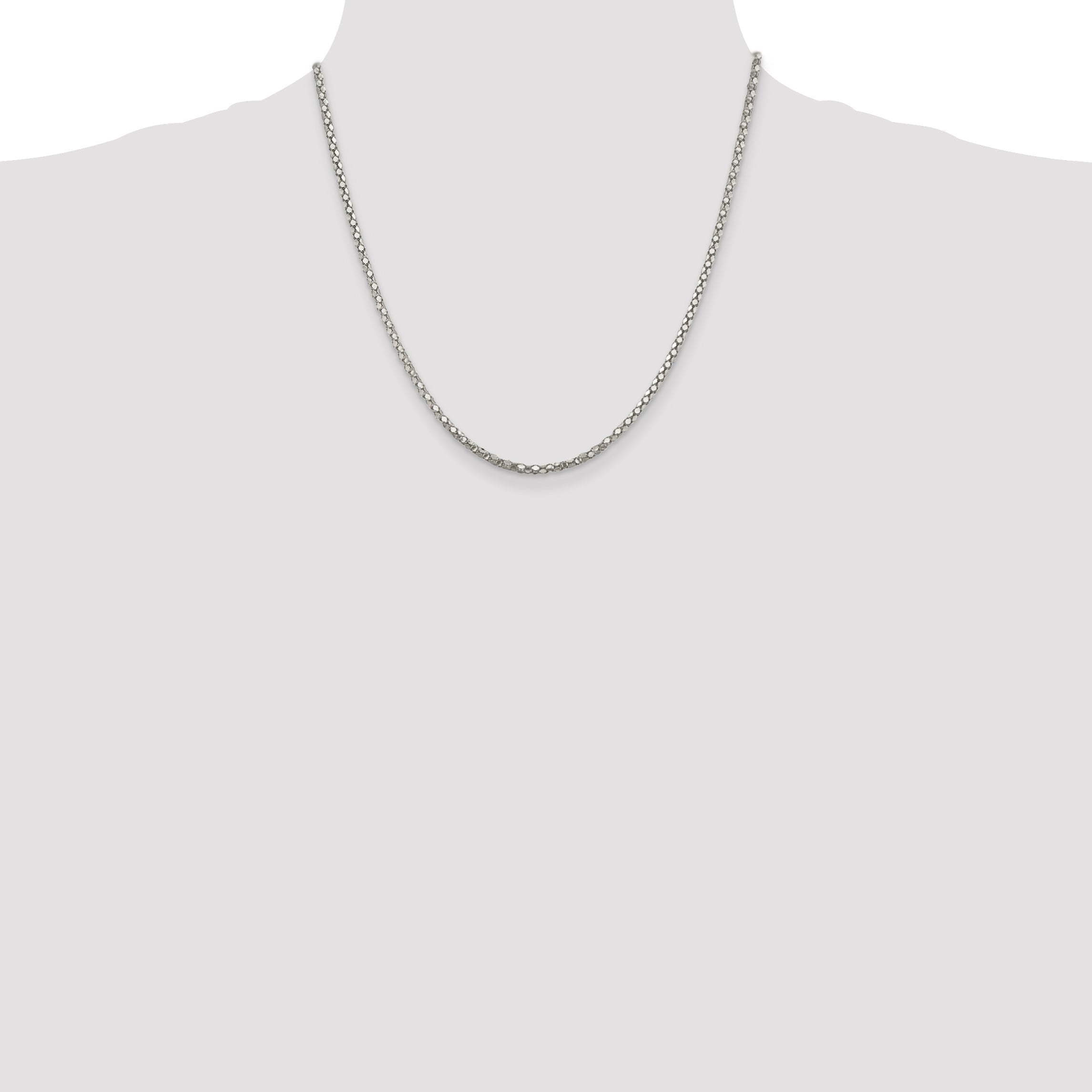 20 Inch Sterling Silver 2.5mm Popcorn Chain Necklace