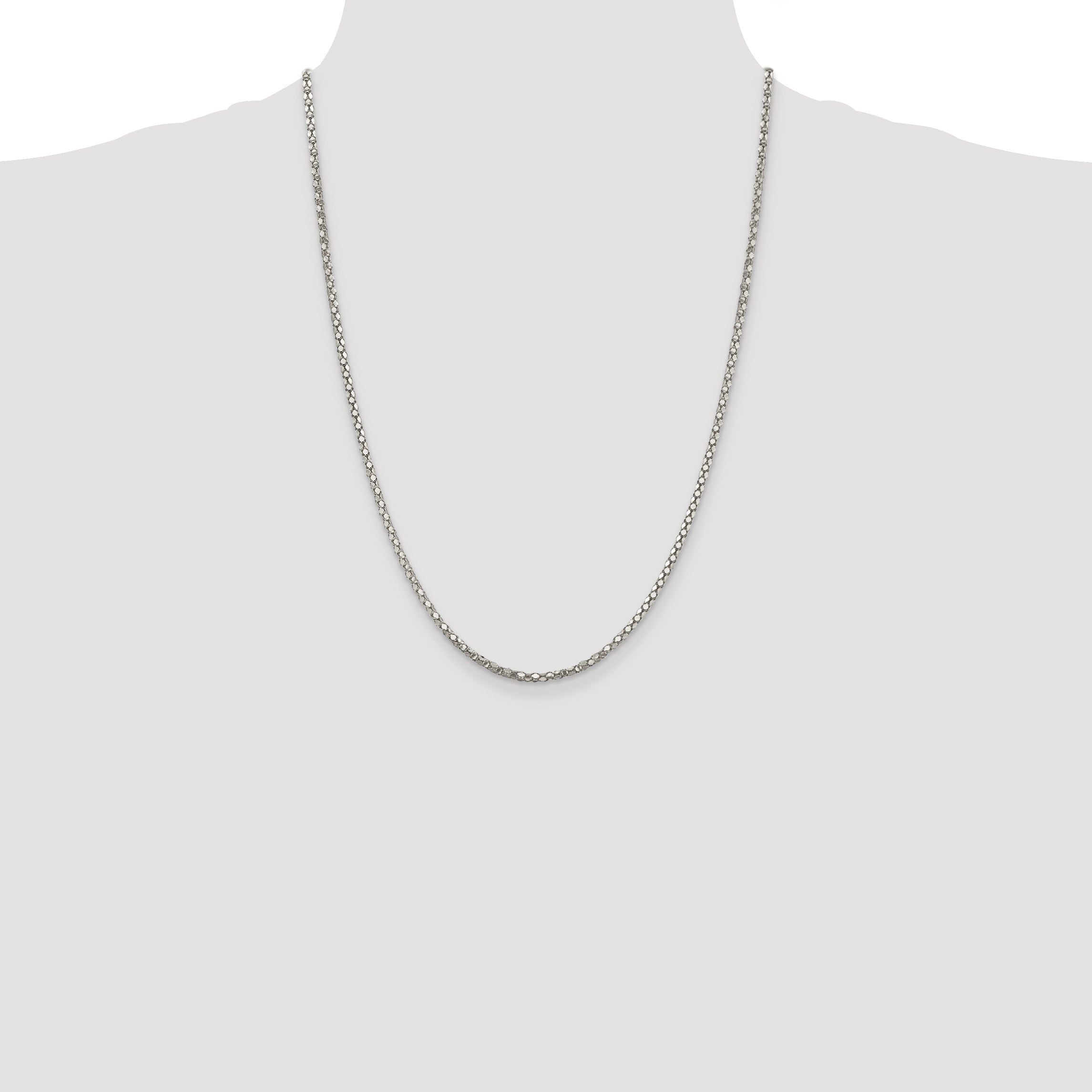 24 Inch Sterling Silver 2.5mm Popcorn Chain Necklace