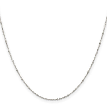 18 Inch Sterling Silver 1.25mm Rolo With Beads Chain Necklace