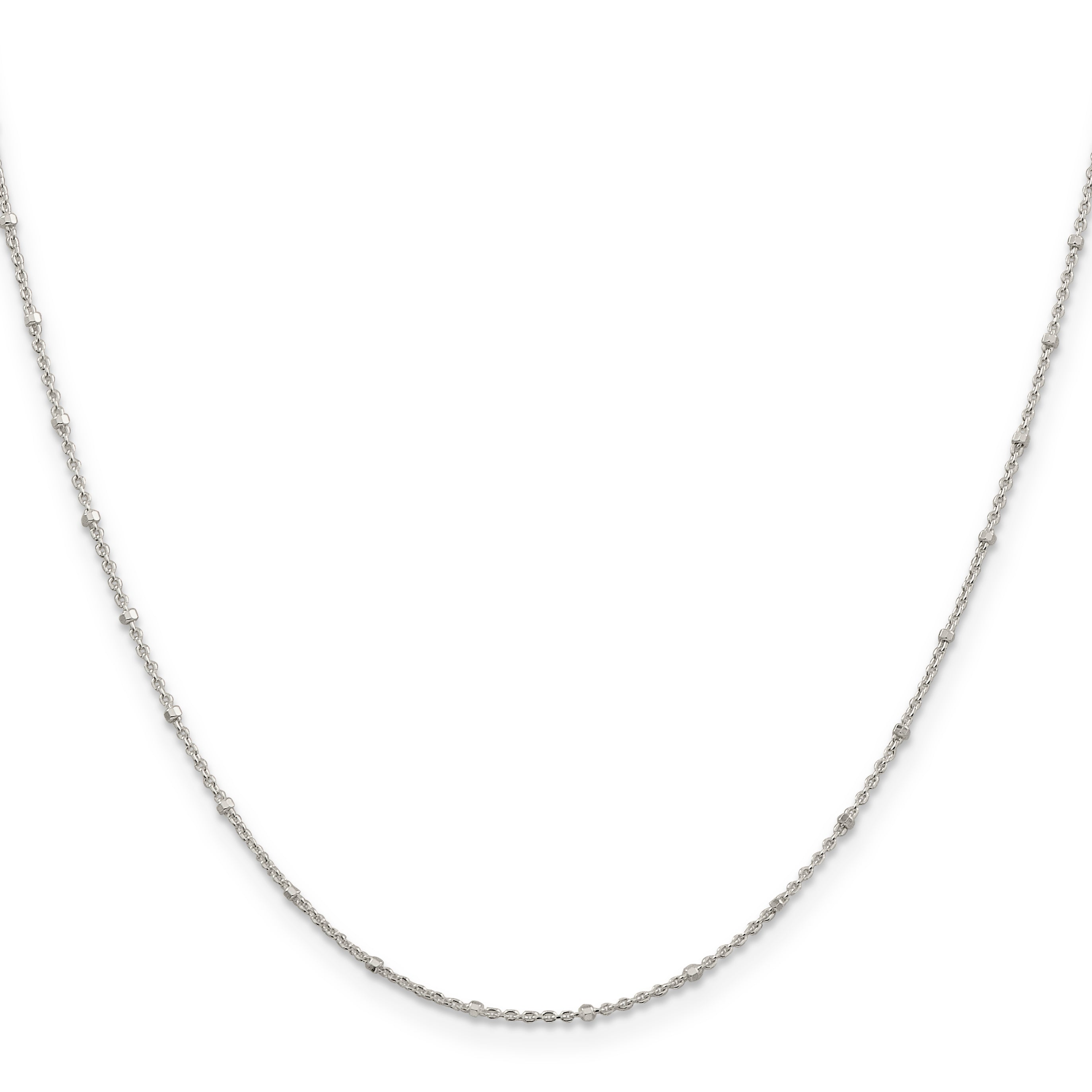 24 Inch Sterling Silver 1.25mm Rolo With Beads Chain Necklace