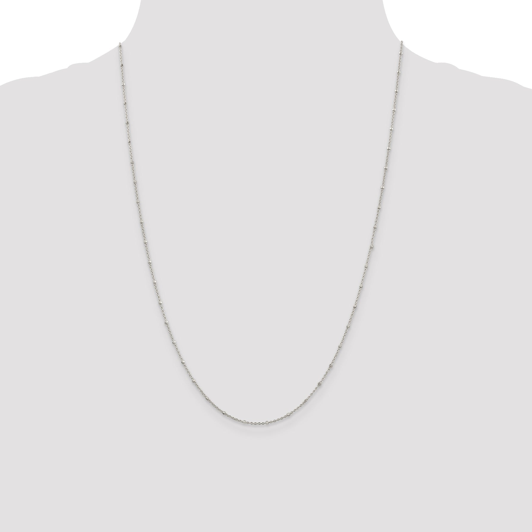 24 Inch Sterling Silver 1.25mm Rolo With Beads Chain Necklace