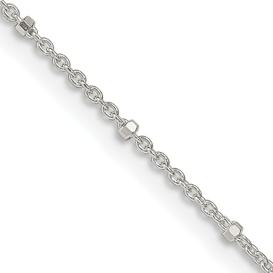 18 Inch Sterling Silver 1.25mm Rolo With Beads Chain Necklace