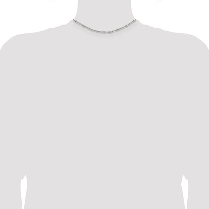 14 Inch Sterling Silver 2.5mm Singapore W/ Beads Chain Necklace