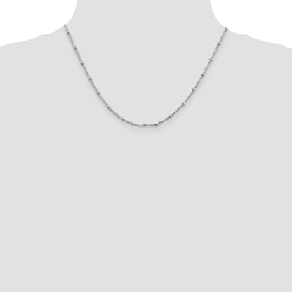 18 Inch Sterling Silver 2.5mm Singapore W/ Beads Chain Necklace
