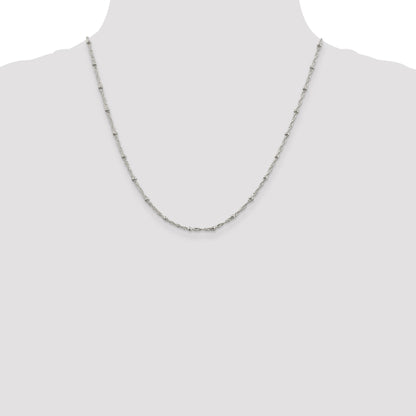 20 Inch Sterling Silver 2.5mm Singapore W/ Beads Chain Necklace