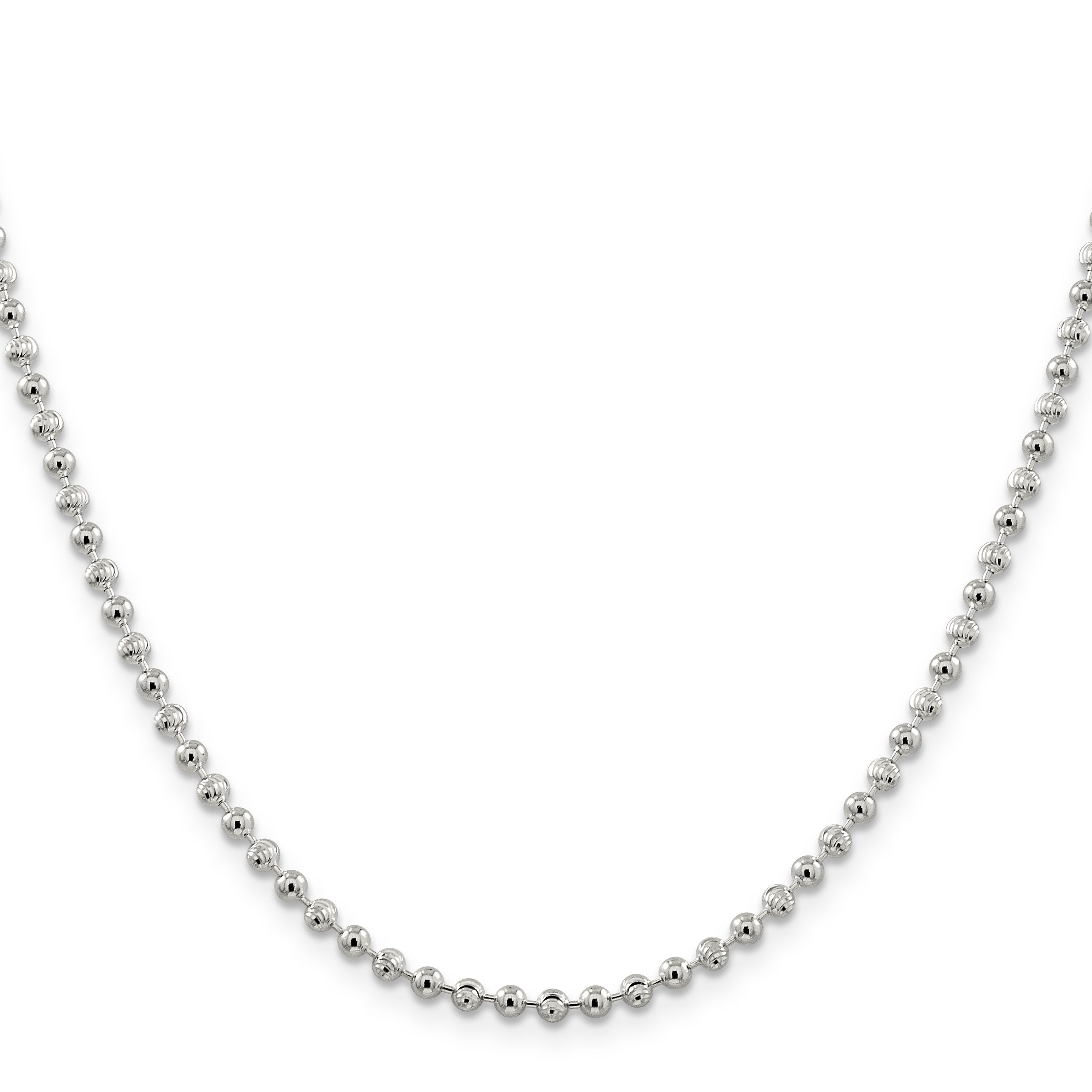 20 Inch Sterling Silver 3mm Fancy Beaded Chain Necklace