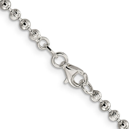 20 Inch Sterling Silver 3mm Fancy Beaded Chain Necklace