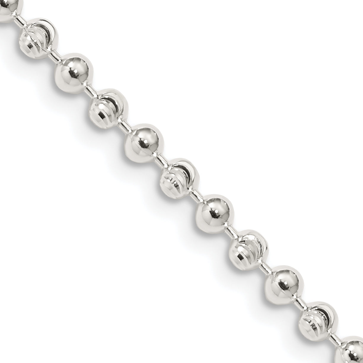 24 Inch Sterling Silver 3mm Fancy Beaded Chain Necklace
