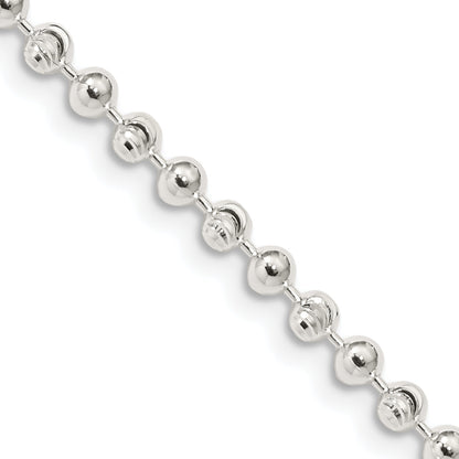 20 Inch Sterling Silver 3mm Fancy Beaded Chain Necklace