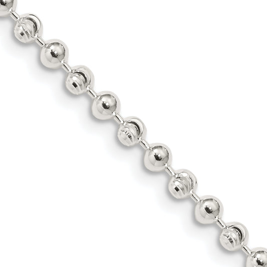 20 Inch Sterling Silver 3mm Fancy Beaded Chain Necklace