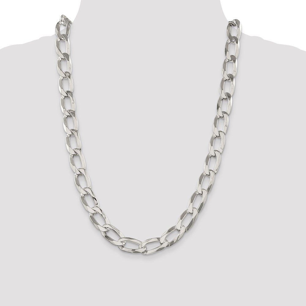 22 Inch Sterling Silver 12.35mm Elongated Open Link Chain Necklace