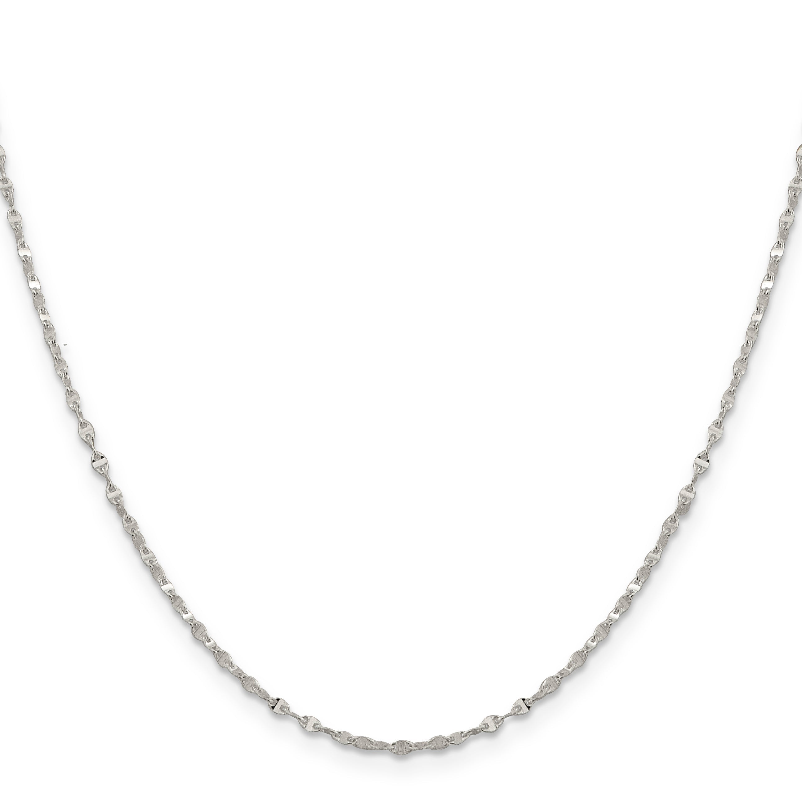 24 Inch Sterling Silver 1.75mm Fancy Wave Flat Link Chain Necklace