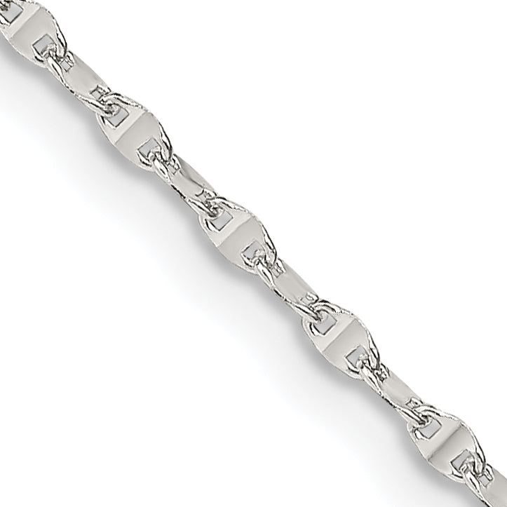 16 Inch Sterling Silver 1.75mm Fancy Wave Flat Link Chain Necklace