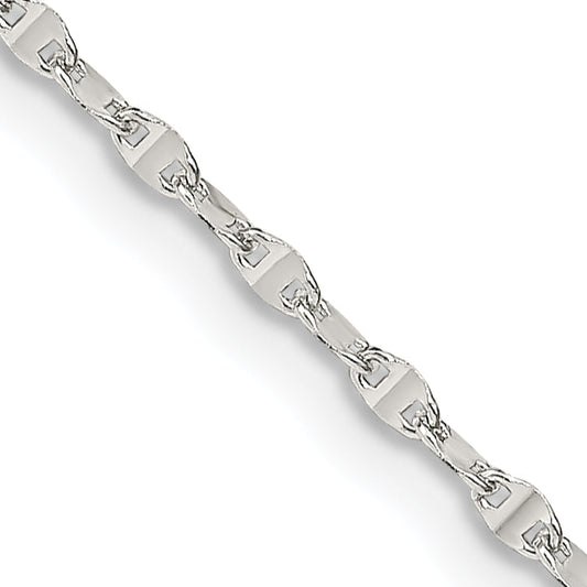 16 Inch Sterling Silver 1.75mm Fancy Wave Flat Link Chain Necklace