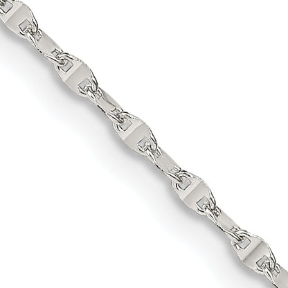 24 Inch Sterling Silver 1.75mm Fancy Wave Flat Link Chain Necklace