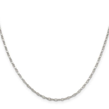 24 Inch Sterling Silver 2.25mm Fancy Wave Flat Link Chain Necklace