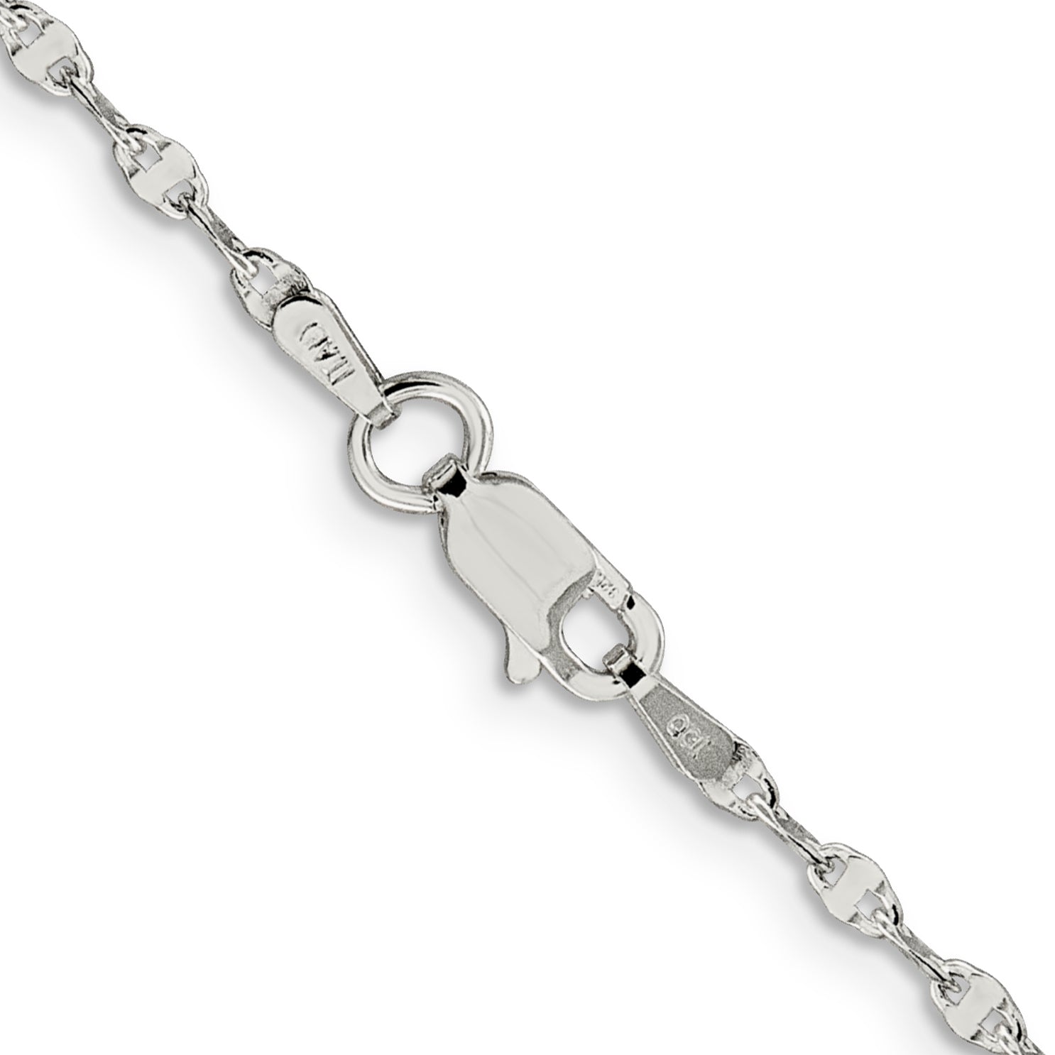 18 Inch Sterling Silver 2.25mm Fancy Wave Flat Link Chain Necklace