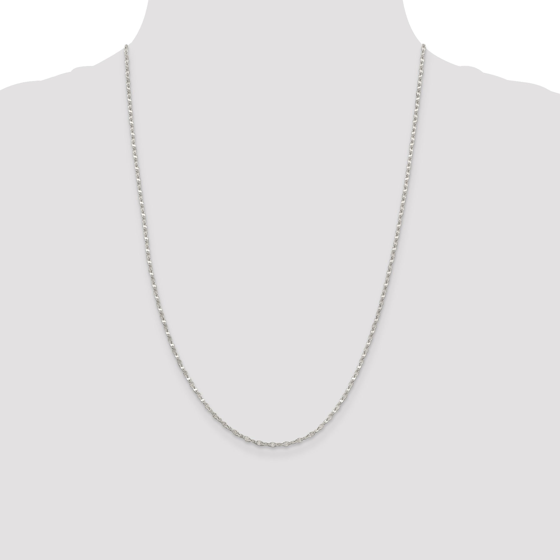 24 Inch Sterling Silver 2.25mm Fancy Wave Flat Link Chain Necklace