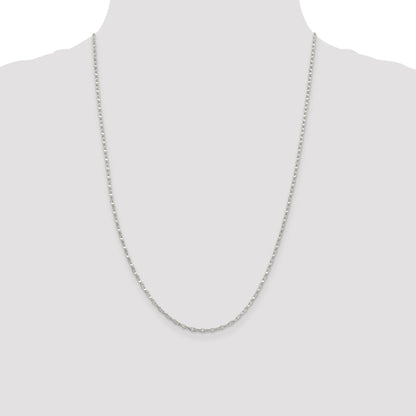 24 Inch Sterling Silver 2.25mm Fancy Wave Flat Link Chain Necklace