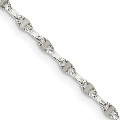 16 Inch Sterling Silver 2.25mm Fancy Wave Flat Link Chain Necklace