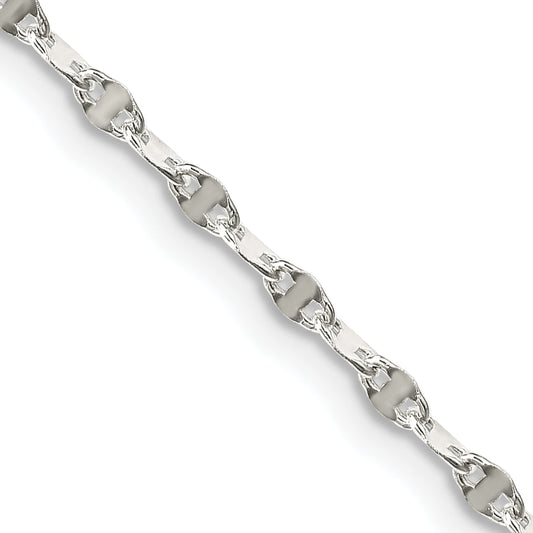 24 Inch Sterling Silver 2.25mm Fancy Wave Flat Link Chain Necklace