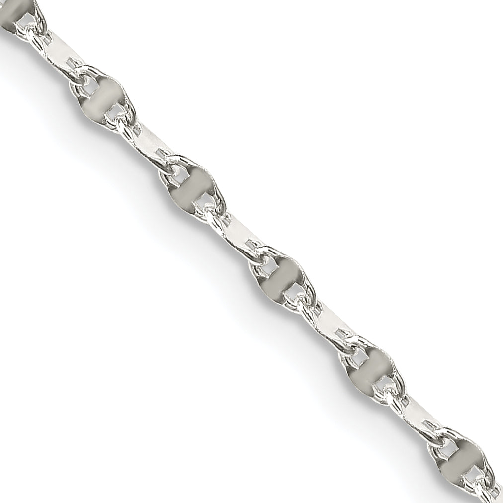 20 Inch Sterling Silver 2.25mm Fancy Wave Flat Link Chain Necklace
