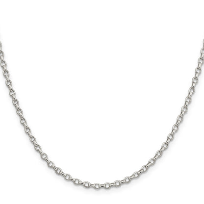 18 Inch Sterling Silver 2.75mm Oval Fancy Rolo Chain Necklace