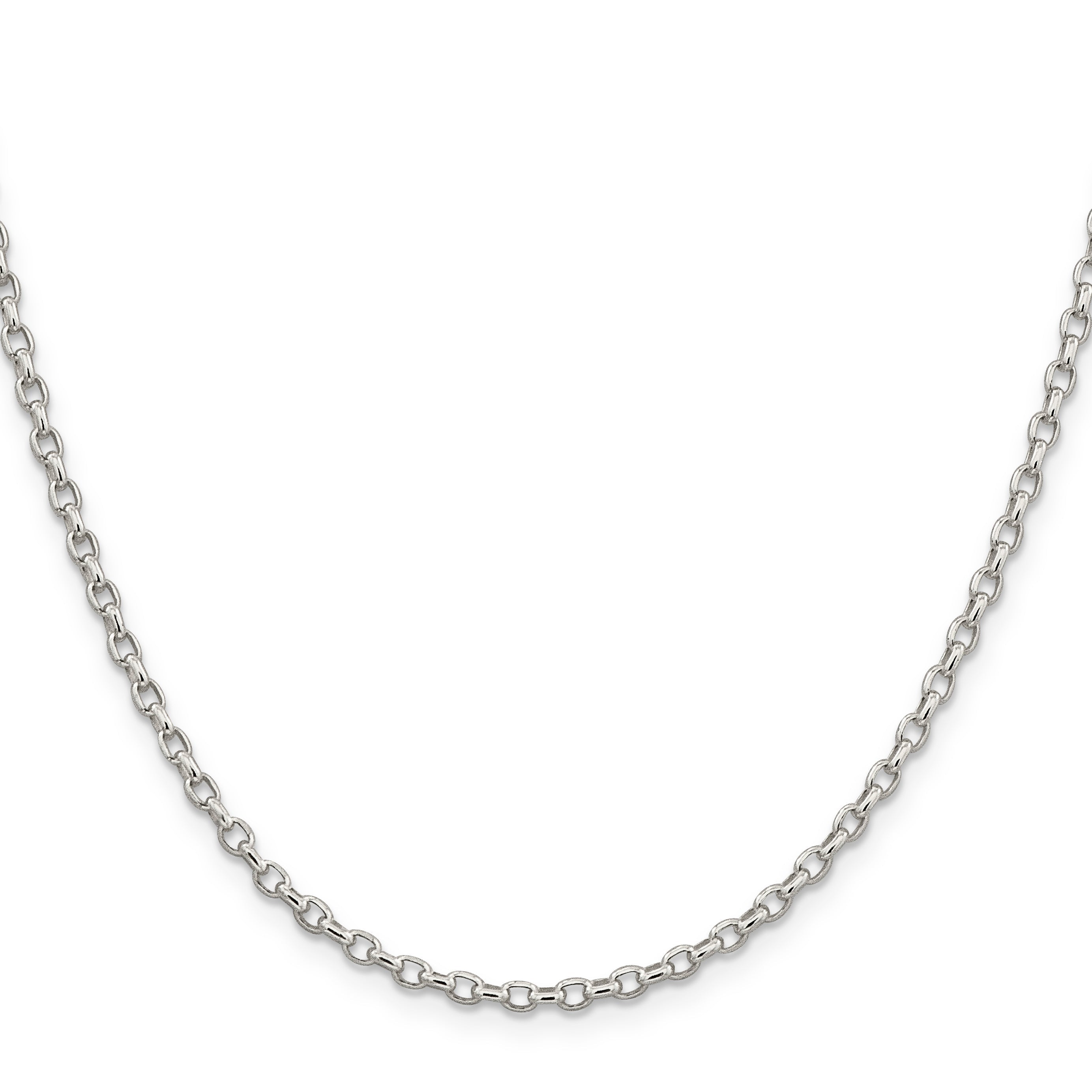22 Inch Sterling Silver 2.75mm Oval Fancy Rolo Chain Necklace
