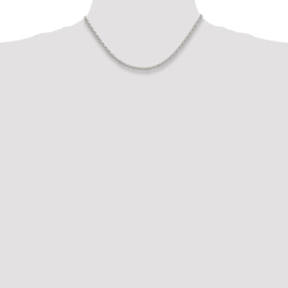 16 Inch Sterling Silver 2.75mm Oval Fancy Rolo Chain Necklace