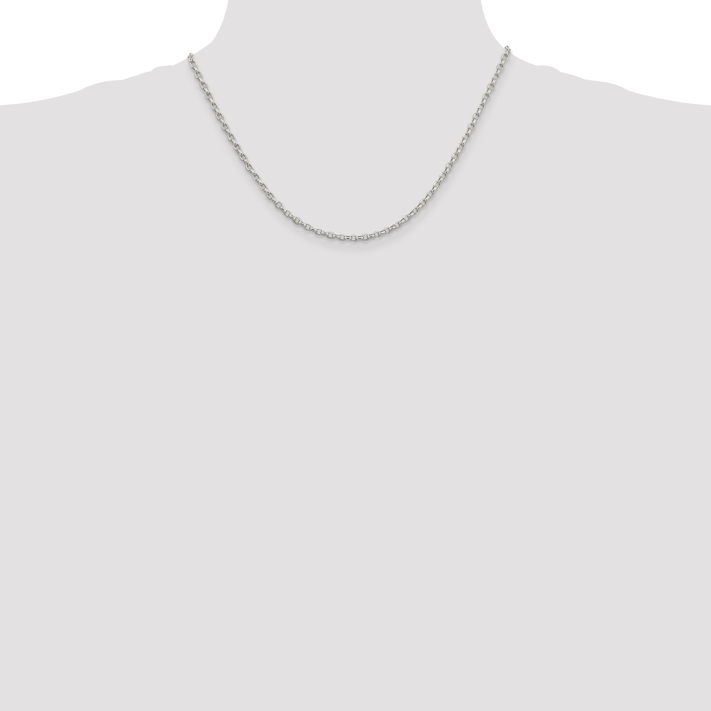 18 Inch Sterling Silver 2.75mm Oval Fancy Rolo Chain Necklace