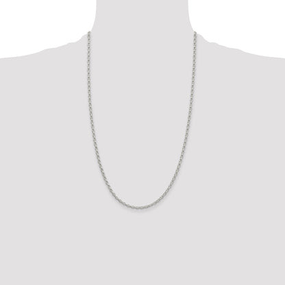 26 Inch Sterling Silver 2.75mm Oval Fancy Rolo Chain Necklace