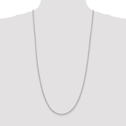 30 Inch Sterling Silver 2.75mm Oval Fancy Rolo Chain Necklace